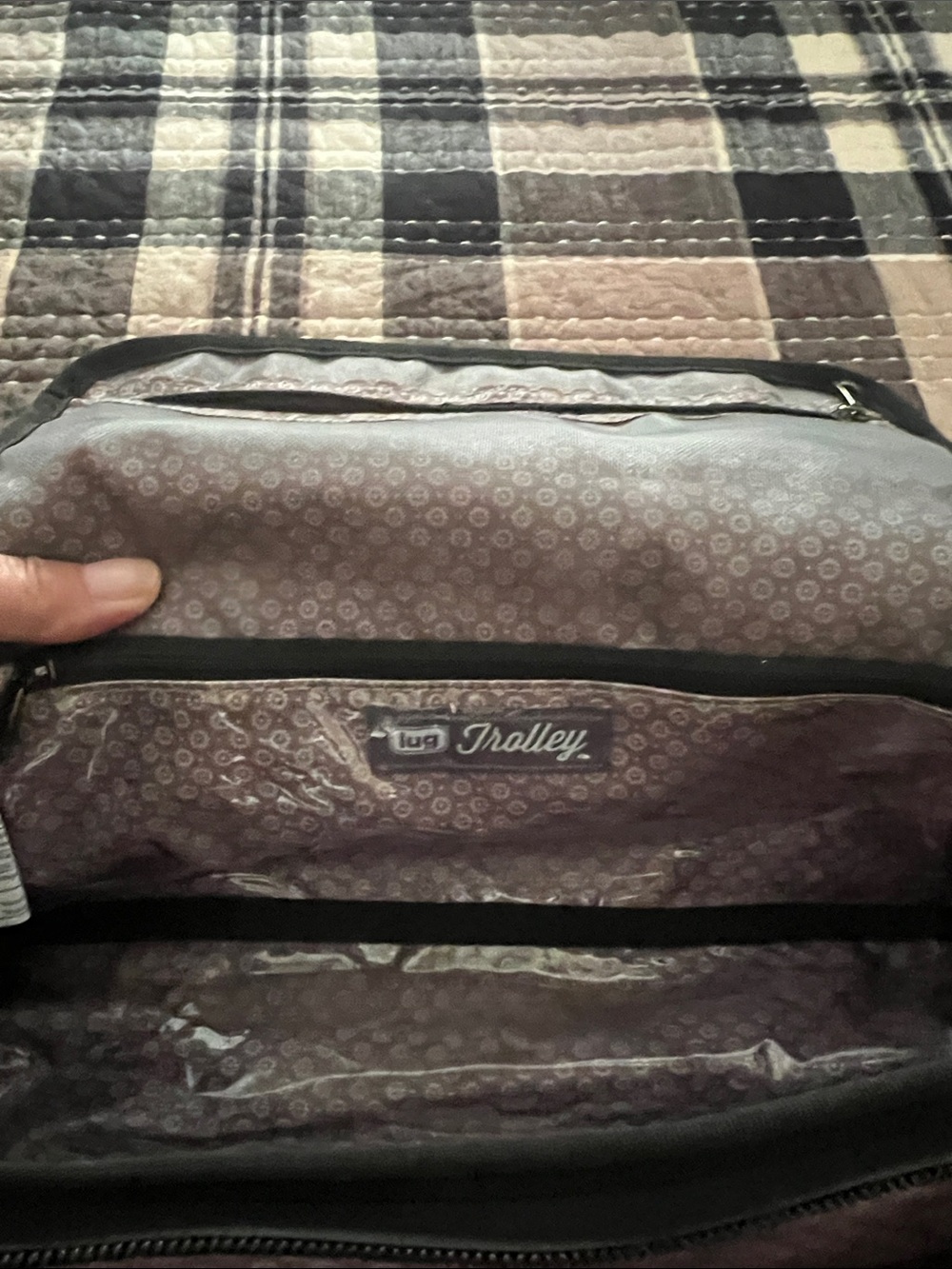 lug Trolley Travel Bag Interior in Brown and Black